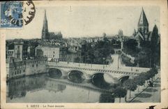 CPA Metz le pont moyen 