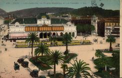 CPA Nice les jardins la plage Massena et le Casino 