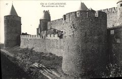 CPA Cite de Carcassonne vue exterieure des Fosses 