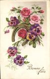 CPA Bonne Fete Fleurs Fer a cheval