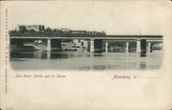 CPA Asnieres Les deux Ponts sur la Seine Train Chemin de fer