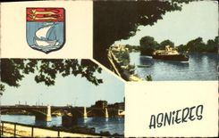 CPA Asnieres Le pont d'Asnieres l'Ile des Revageurs 