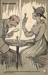 CPA Fantaisie Femme Au cafe les excitants et les reconfortants