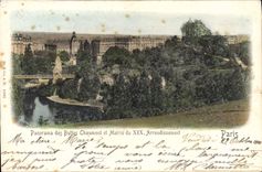 CPA Paris Panorama des Buttes Chaumont et Mairie du XIX Arrondissement 