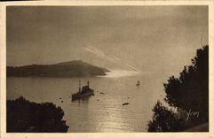 CPA Villefranche Coucher de soleil sur la Rade Bateau