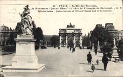 CPA Paris Jardin des Tuileries Monument Quand Meme et l'Arc de Triomphe du Carrousel 
