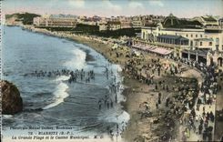 CPA Biarritz B P la grande plage et le casino Municipal 