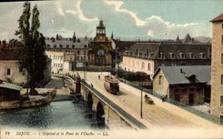 CPA Dijon l'hopital et le pont de l'Ouche 