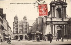 CPA Dijon la Bourse du Commerce et eglise Saint Michel 