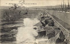 CPA Marseille la Jetee par un jour de Mistral 