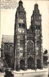 CPA Tours I et L la cathedrale Saint Gatien Mon hist XV et XVi S commencee ver 1170 terminee vers 15