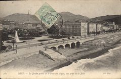 CPA Nice Le Jardin public et le Pont Anges vue prise de la Jetee 