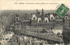 CPA Paris Vue generale de l'Hotel de Ville et de la Rue de Rivoli 