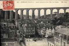 CPA Morlaix Finistere Aspect generale de la Ville Le Viaduc 