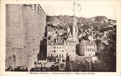 CPA Morlaix Finistere Perspective du Viaduc et l'Eglise Ste Melaine 