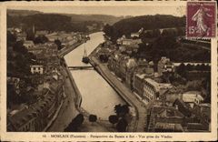 CPA Morlaix Finistere Perspective du Bassin a flot Vue prise du Viaduc 
