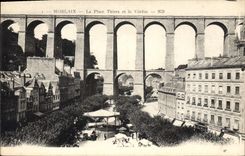 CPA Morlaix La Place Thiers et le Viaduc 