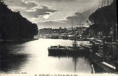 CPA Morlaix Le Port au clair de lune 