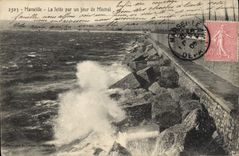 CPA Marseille La Jetee par un jour de Mistral 