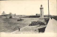CPA Marseille Entree du Port Phare Sainte Marie 