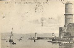CPA Marseille Le Fort St Jean et Le Phare Ste Marie 