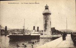 CPA Marseille le Phare Sainte Marie Bateau