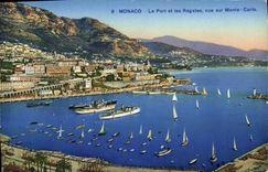 CPA Monaco Le port et les Regates vue sur Monte Carlo 