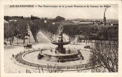 CPA Aix en Provence Vue Panoramique de la grande Fontaine et de I'avenue des Belges 