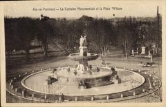 CPA Aix en Provence La Fontaine Monumentale et la Place Wilson 
