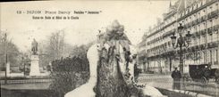 CPA Dijon Place Darcy Fontaine Jounesses Statue de Rude et Hotel de la Cloche 