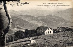 CPA La Louvesc Ardeche Vue sur la Vallee d'Ay et les Plaines du Dauphine Perspective des Alpes 