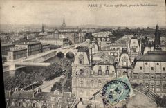 CPA Paris Vu des Sept Ponts prise de Saint Gervais Tour Eiffel