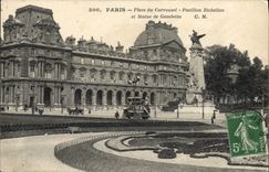 CPA Paris Place du Carroussel Pavillon Ruchelien et Statue de Gambetta