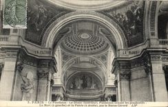 CPA Paris Le Pantheon Le Dome (Interieur) Panneaux ornant pendentifs La Monrt (a gauche) et la Patri