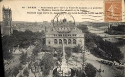 CPA Paris Panorama pris vsers la Tour St Jacques (a gauche) le Theatre Sarah Bernhardt et la Seine
