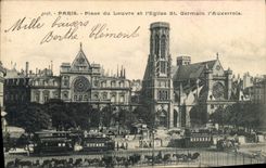 CPA Paris Place du Louvre et l'Eglise St Germain l'Auxerrois