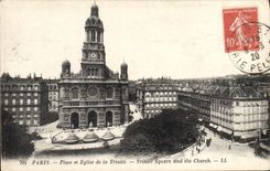 CPA Paris Place et Eglise de la Trinite