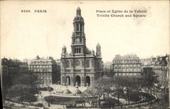 CPA Paris Place et Eglise de la Trinite
