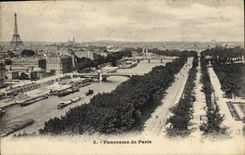 CPA Paris Panorama de Paris Tour Eiffel
