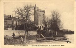 CPA Villeneuve les Avignon Les Bords du Rhone pres la Tour Philippe le Bel