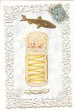 CPA Fantaisie Carte dentelle A quand le bapteme (poisson enfants nouveaux nes)