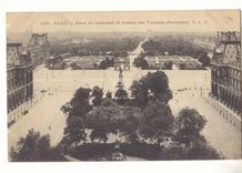 Paris (1er) CPA Place du Carroussel et jardins des Tuileries (panorama)