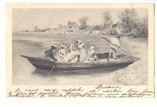 CPA Peinture Barque Fantaisie