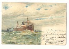CPA Peinture Bateau a vapeur