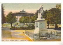 Pau CPA Statue de Henri IV et kiosque de musique