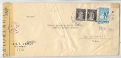 1944 Turkey multi censor French Raising Bombay and US received in Chicao nearly 3 months later by ship (cover letter)