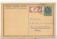 Austria 1919 QE 3 special handling stamp perf 11 1/2 on postal card (lettre osterreich briefe stationary autriche)