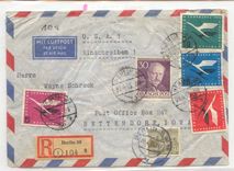 Germany Berlin 1955 air email cover to US Scarce (Germany planes letter)