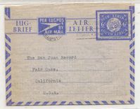 South Africa air letter aerogram AlS 7 US to (postal entirety stationary South Africa) Scarce