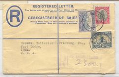 South Africa C7 1939 registered mail to US (entier postal stationary afrique du sud bateau ship)